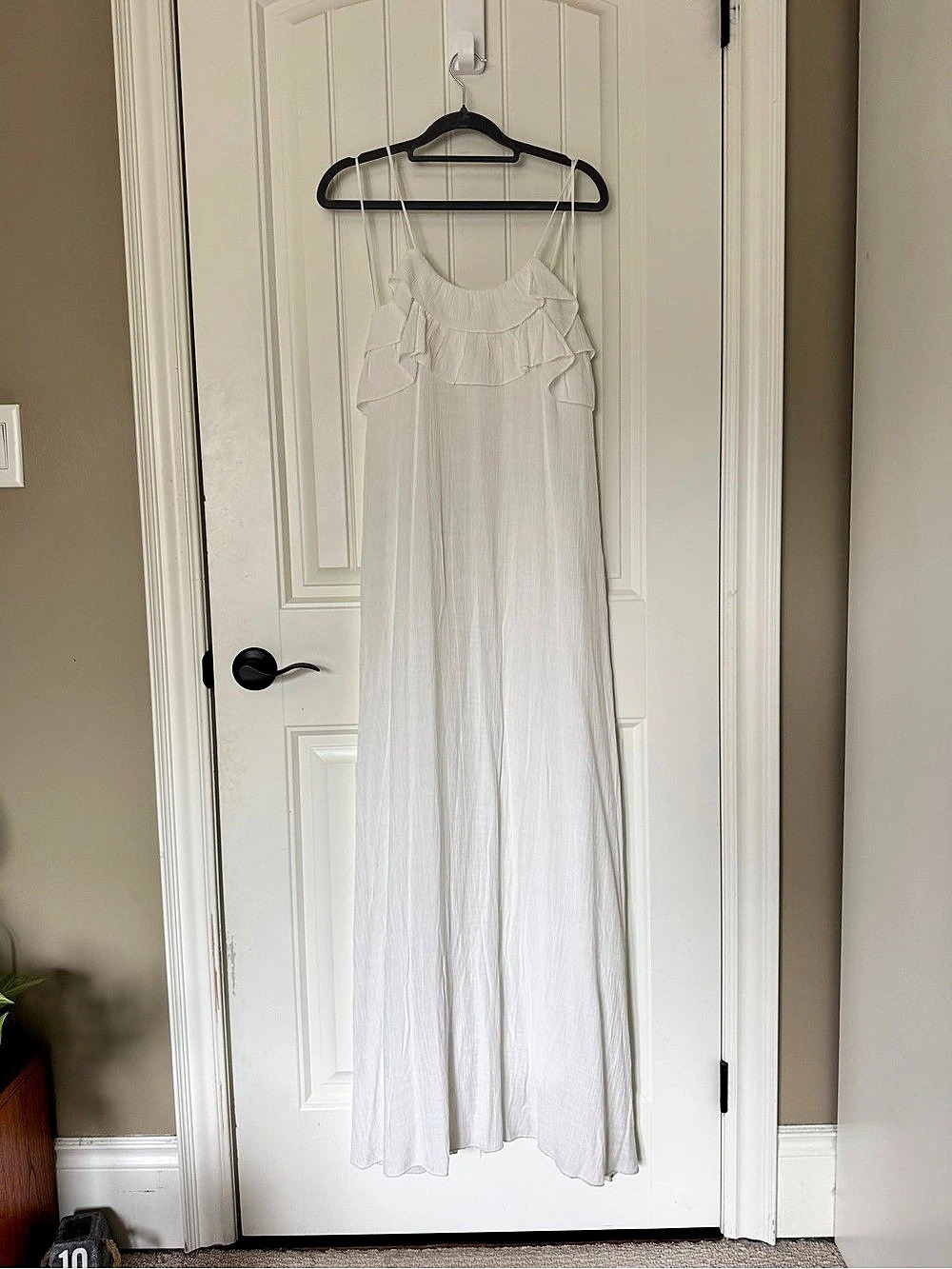 ZARA Maxi Ruffle Maxi Dress in White Like New